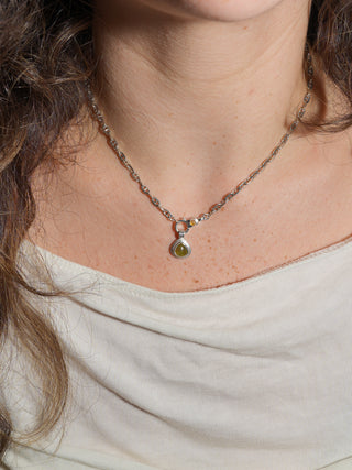 Today I'm Here Grossular Garnet Triple Pear Cabochon Charm in Sterling Silver
