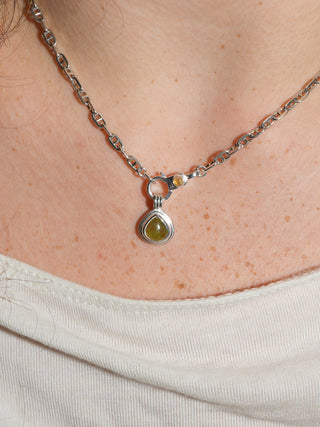 Today I'm Here Grossular Garnet Triple Pear Cabochon Charm in Sterling Silver