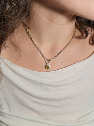 Over There Grossular Garnet Triple Round Cabochon Charm in Sterling Silver