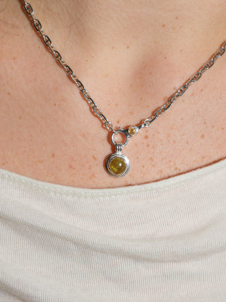 Over There Grossular Garnet Triple Round Cabochon Charm in Sterling Silver