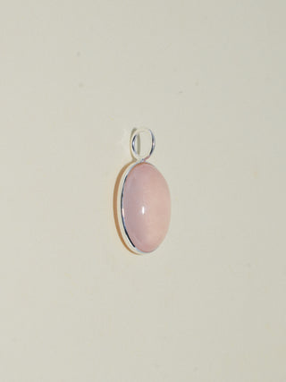 Lovebug Rose Quartz Oval Cabochon Charm in Sterling Silver