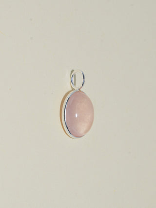 Love Spell Rose Quartz Oval Cabochon Charm in Sterling Silver