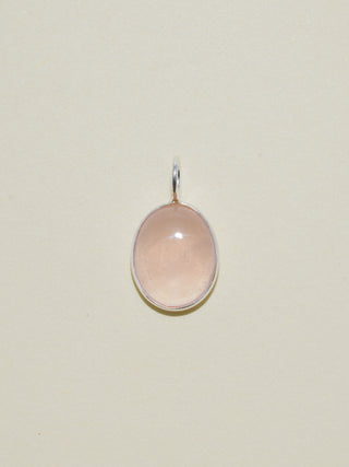 Love Spell Rose Quartz Oval Cabochon Charm in Sterling Silver