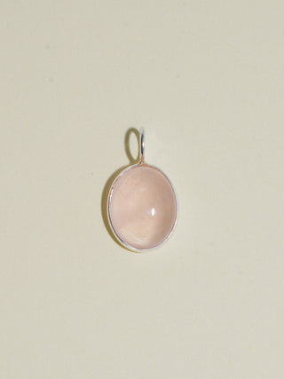 Love Spell Rose Quartz Oval Cabochon Charm in Sterling Silver