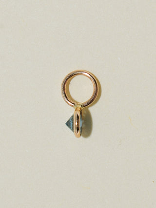 Dew You Blue Diamond Round Cut Charm in Yellow 14k Gold
