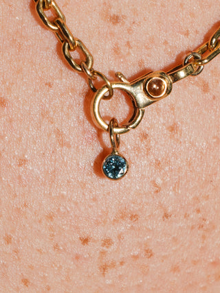 Dew You Blue Diamond Round Cut Charm in Yellow 14k Gold