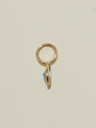 Drip Drop Blue Diamond Oval Cut Charm in Yellow 14k Gold