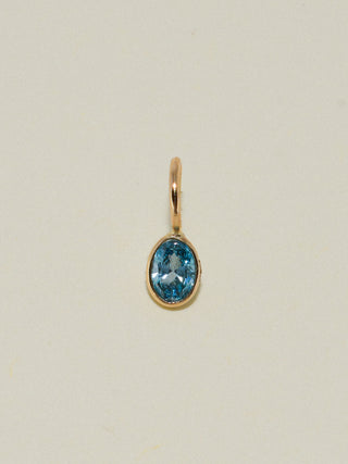 Drip Drop Blue Diamond Oval Cut Charm in Yellow 14k Gold