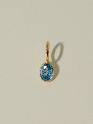 Drip Drop Blue Diamond Oval Cut Charm in Yellow 14k Gold