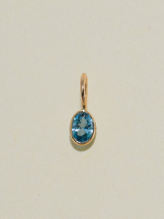 Drip Drop Blue Diamond Oval Cut Charm in Yellow 14k Gold