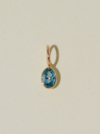 Drip Drop Blue Diamond Oval Cut Charm in Yellow 14k Gold