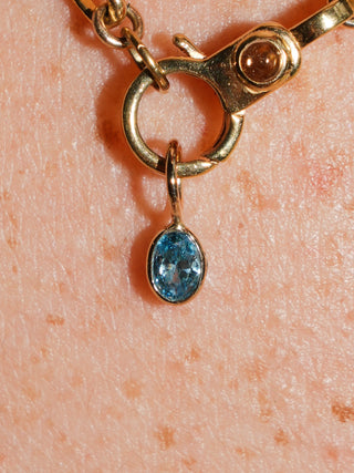 Drip Drop Blue Diamond Oval Cut Charm in Yellow 14k Gold