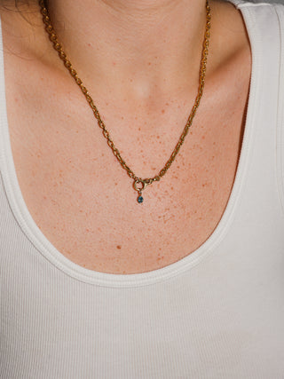 Drip Drop Blue Diamond Oval Cut Charm in Yellow 14k Gold