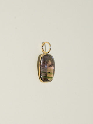 Striped Sweater Multi-Color Tourmaline Cushion Cabochon Charm in Yellow 14k Gold