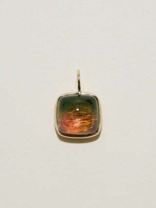 First Kiss of Fall Multi-Tourmaline Square Cabochon Charm in Yellow 14k Gold