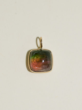 First Kiss of Fall Multi-Tourmaline Square Cabochon Charm in Yellow 14k Gold