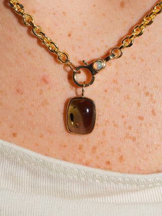 Space Cowboy Multi-Tourmaline Cushion Cabochon Charm in Yellow 14k Gold