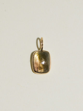 Rainforrest Multi-Tourmaline Cushion Cabochon Charm in Yellow 14k Gold