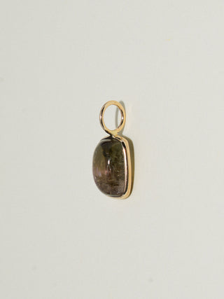 Rainforrest Multi-Tourmaline Cushion Cabochon Charm in Yellow 14k Gold