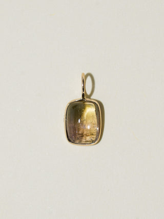 Rainforrest Multi-Tourmaline Cushion Cabochon Charm in Yellow 14k Gold