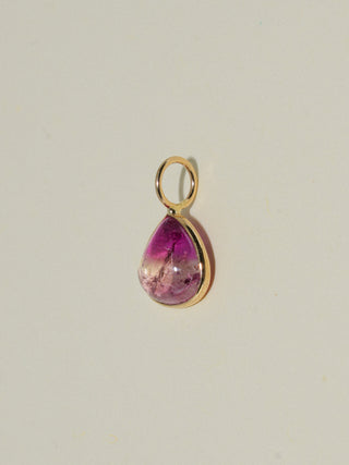Candy Crusher Multi-Color Tourmaline Pear Cabochon Charm in Yellow 14k Gold