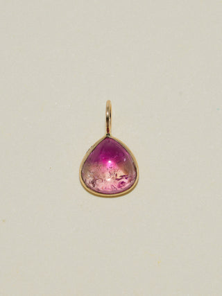 Candy Crusher Multi-Color Tourmaline Pear Cabochon Charm in Yellow 14k Gold