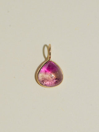 Candy Crusher Multi-Color Tourmaline Pear Cabochon Charm in Yellow 14k Gold