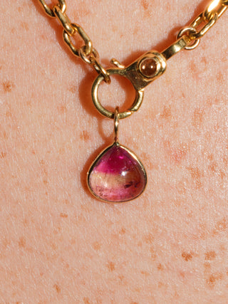 Candy Crusher Multi-Color Tourmaline Pear Cabochon Charm in Yellow 14k Gold