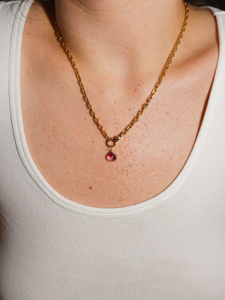 Candy Crusher Multi-Color Tourmaline Pear Cabochon Charm in Yellow 14k Gold