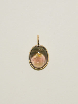 Dirt Cup Multi-Tourmaline Oval Cabochon Charm in Yellow 14k Gold