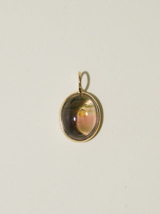 Dirt Cup Multi-Tourmaline Oval Cabochon Charm in Yellow 14k Gold