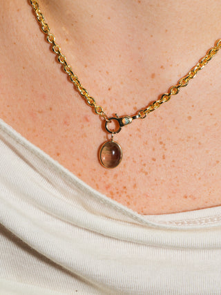 Dirt Cup Multi-Tourmaline Oval Cabochon Charm in Yellow 14k Gold
