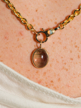 Dirt Cup Multi-Tourmaline Oval Cabochon Charm in Yellow 14k Gold