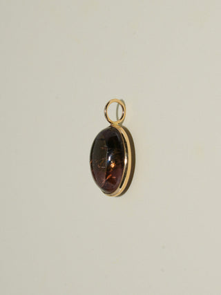 Dusk on Main Multi-Color Tourmaline Oval Cabochon Charm in Yellow 14k Gold