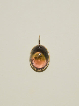 Dusk on Main Multi-Color Tourmaline Oval Cabochon Charm in Yellow 14k Gold