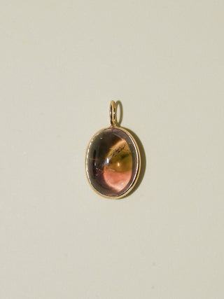 Dusk on Main Multi-Color Tourmaline Oval Cabochon Charm in Yellow 14k Gold