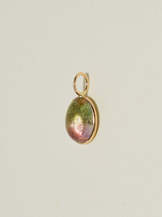 Roma Multi-Color Tourmaline Oval Cabochon Charm in Yellow 14k Gold