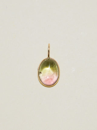Roma Multi-Color Tourmaline Oval Cabochon Charm in Yellow 14k Gold