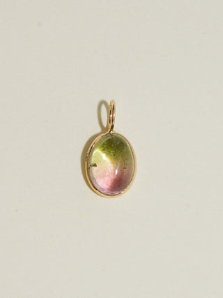 Roma Multi-Color Tourmaline Oval Cabochon Charm in Yellow 14k Gold