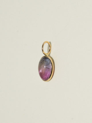 Wicked Multi-Color Tourmaline Oval Cabochon Charm in Yellow 14k Gold