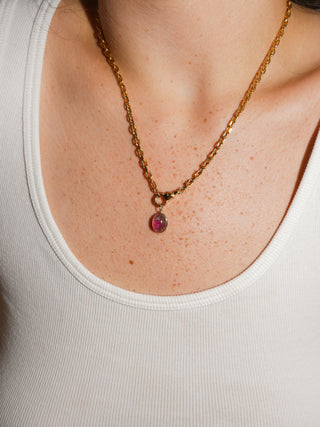 Cotton Candy Multi-Color Tourmaline Oval Cabochon Charm in Yellow 14k Gold