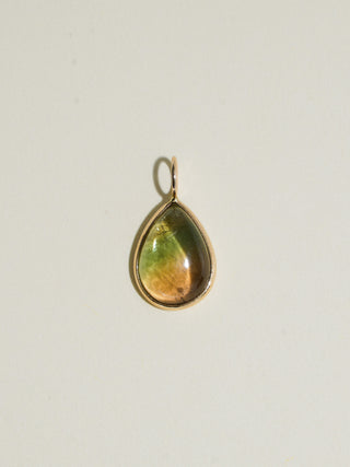 Emma Multi-Tourmaline Teardrop Cabochon Charm in Yellow 14k Gold