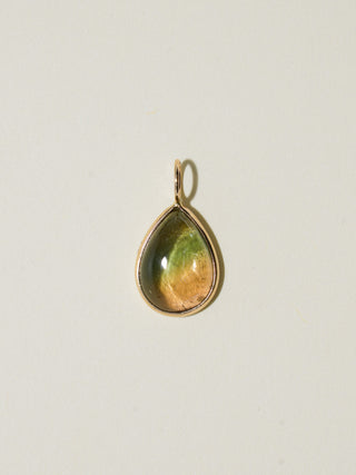 Emma Multi-Tourmaline Teardrop Cabochon Charm in Yellow 14k Gold