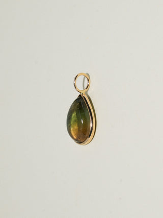 Emma Multi-Tourmaline Teardrop Cabochon Charm in Yellow 14k Gold