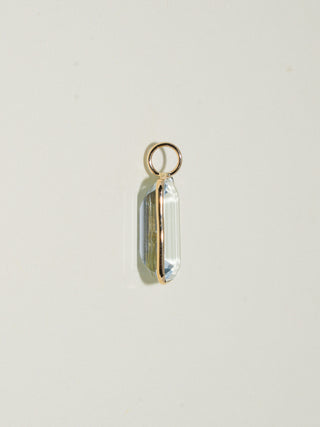 Window Pane Aquamarine Emerald Cut Charm in Yellow 14k Gold
