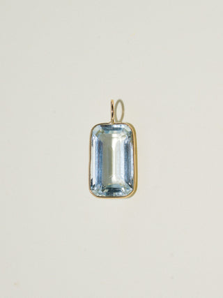 Window Pane Aquamarine Emerald Cut Charm in Yellow 14k Gold