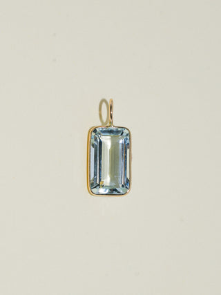 Dilly Dally Aquamarine Emerald Cut Charm in Yellow 14k Gold