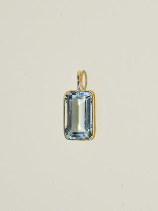 Dilly Dally Aquamarine Emerald Cut Charm in Yellow 14k Gold