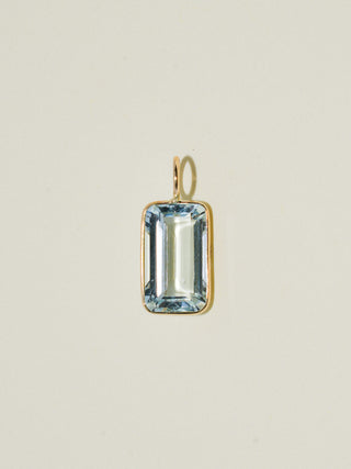 Dilly Dally Aquamarine Emerald Cut Charm in Yellow 14k Gold