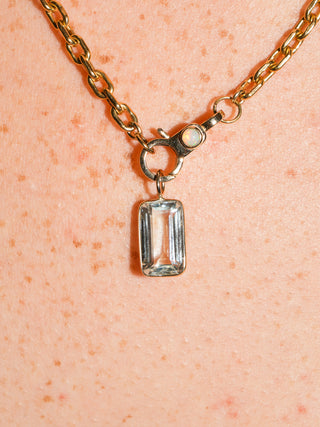 Dilly Dally Aquamarine Emerald Cut Charm in Yellow 14k Gold